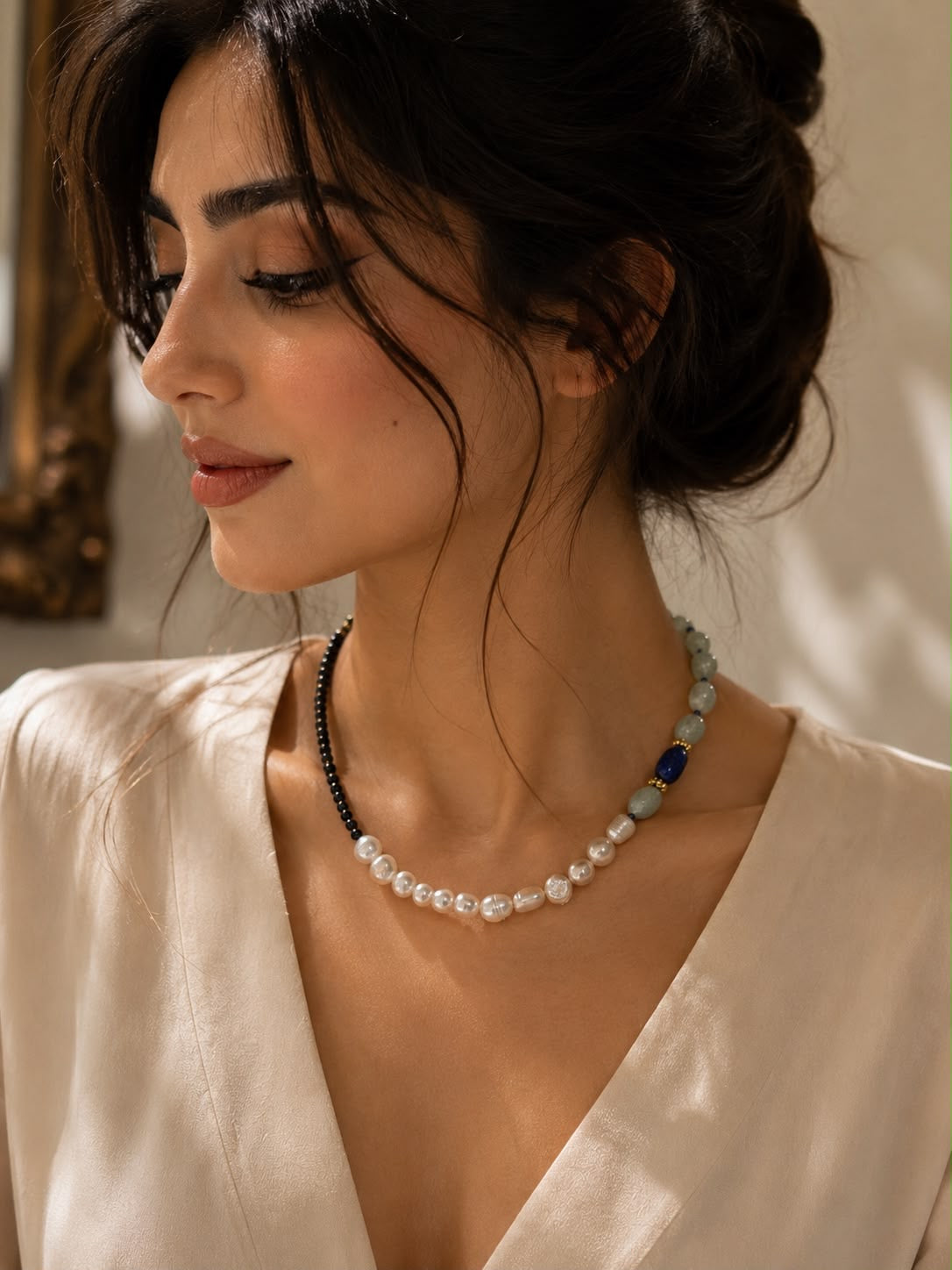 Perle & Lapislazuli kette