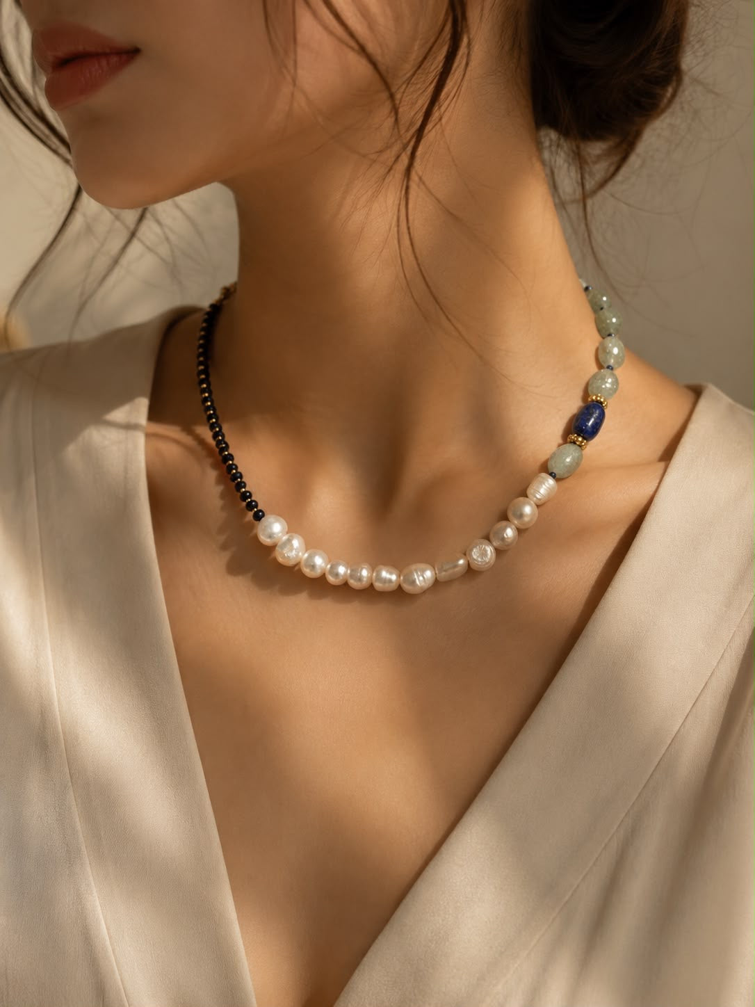 Perle & Lapislazuli kette