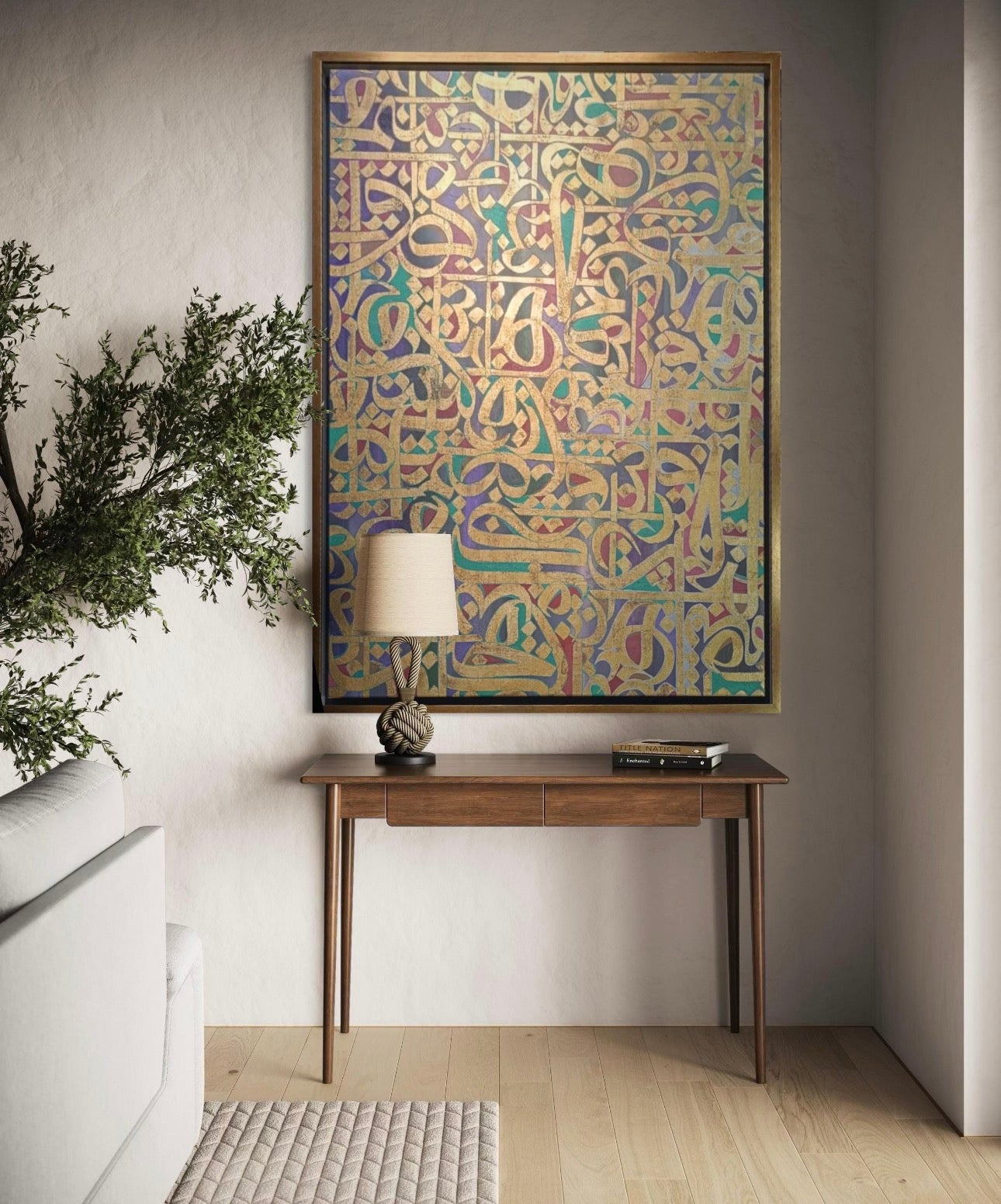 Golden calligraphy painting