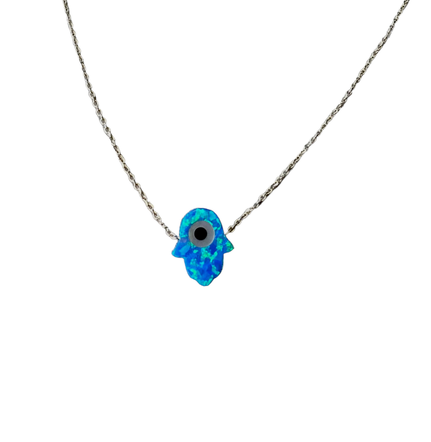 Silberkette Hamsa devil eye